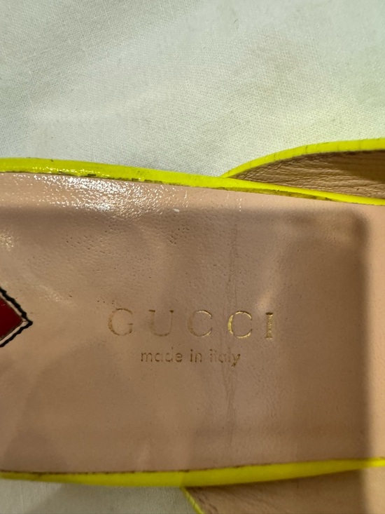Gucci Neon Yellow Leather Horsebit Mule Loafers - Picture 3 of 3